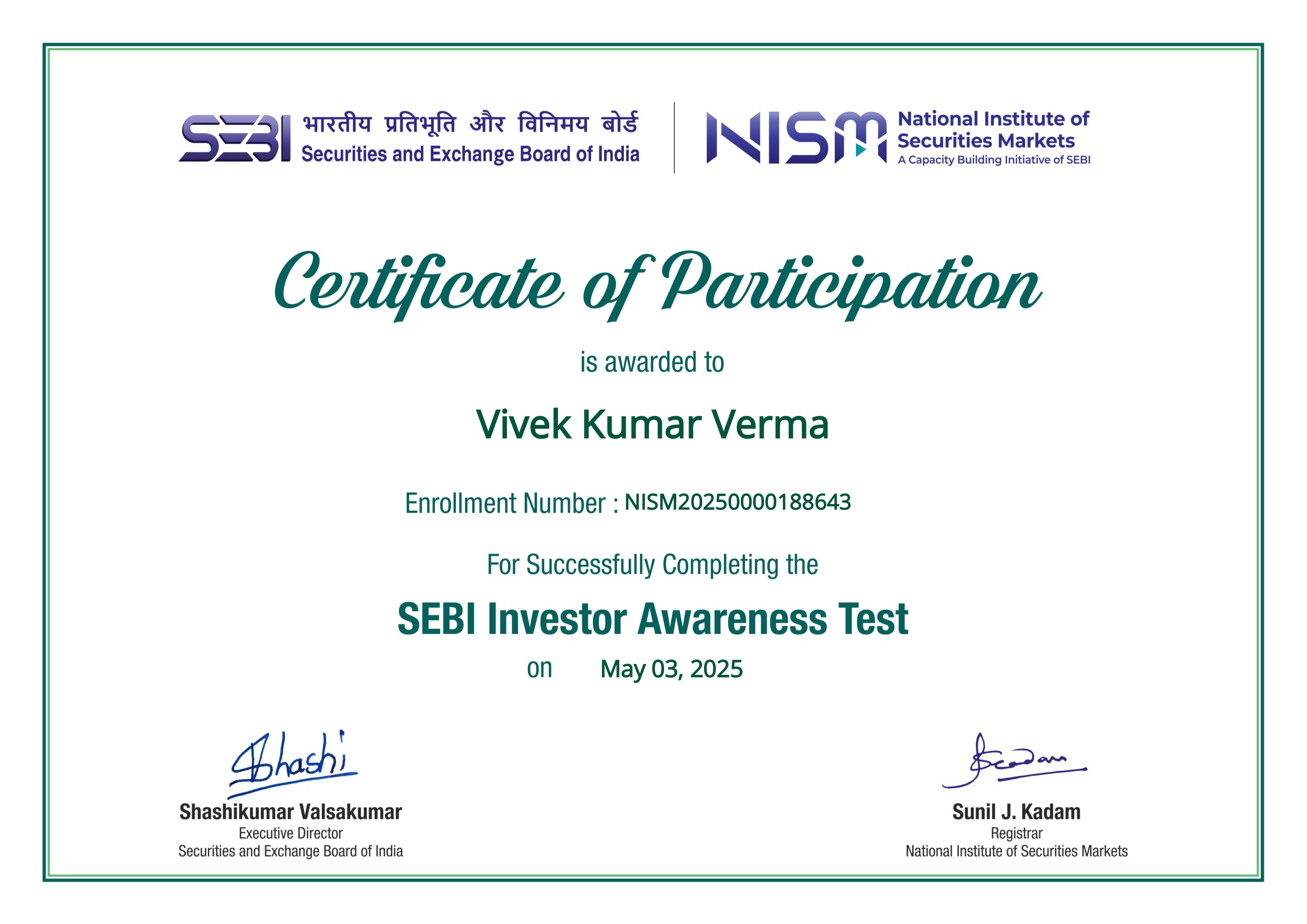 SEBI Investor Awareness Test